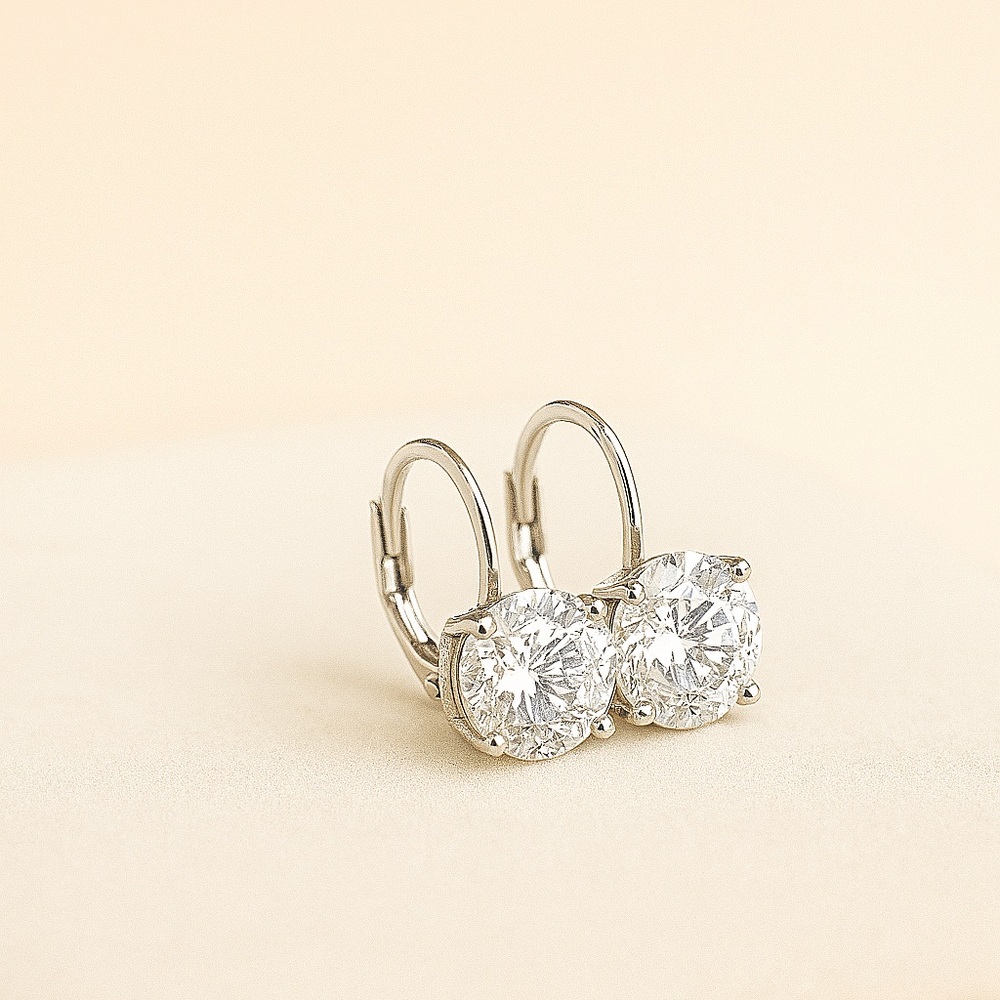 🍁New🍁 2ct (4tcw) Lever back Earrings -14k Gold or Rhodium over Sterling Silver - Picture 3 of 7